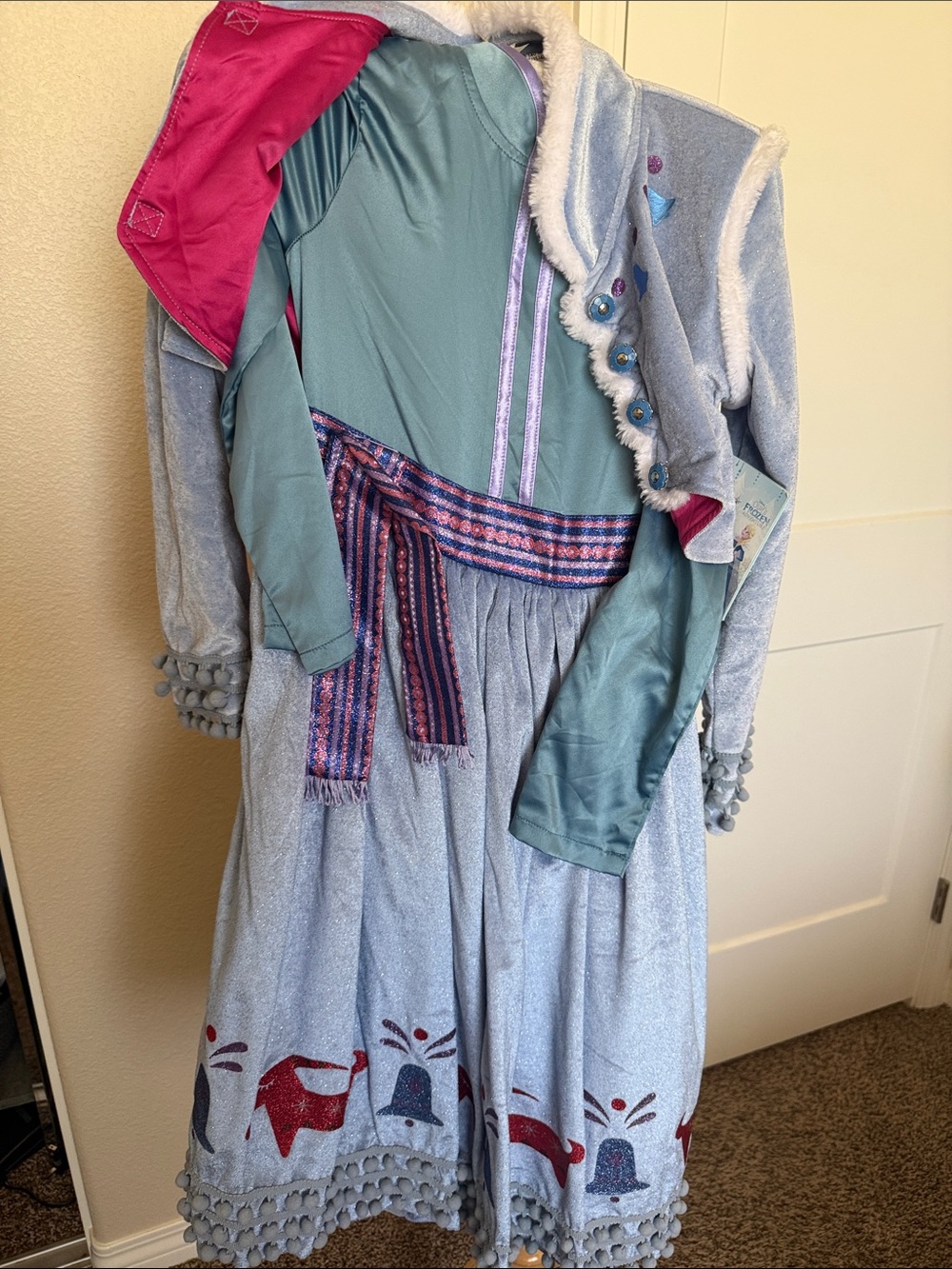 Disney Girls Light Blue Teal and Pink Elsa-Inspired Costume Dress